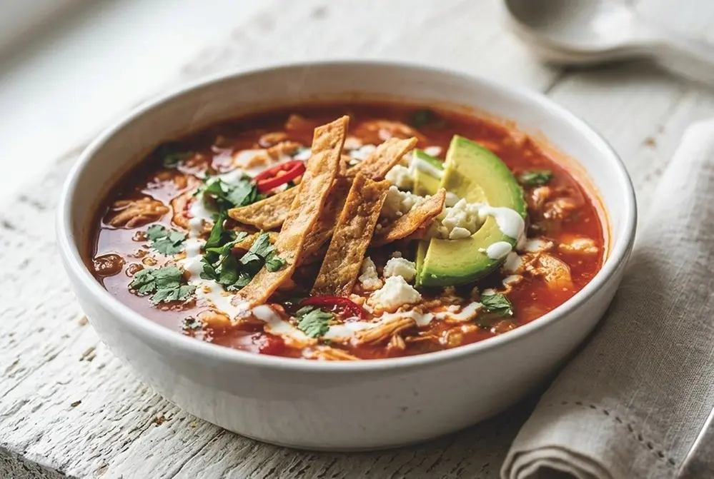 Sopa azteca de pollo