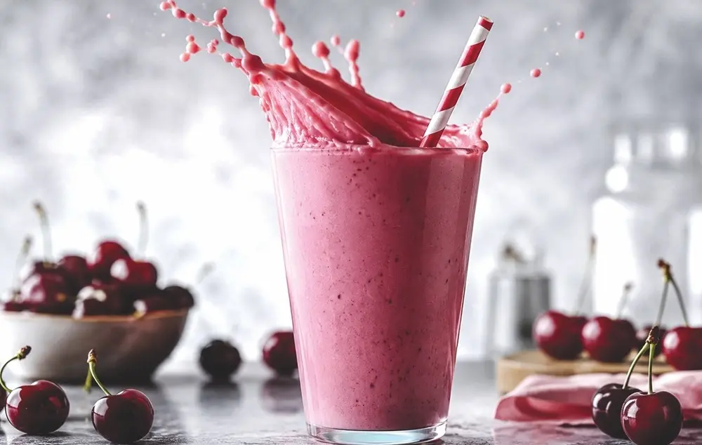 Smoothie de requesón y cerezas