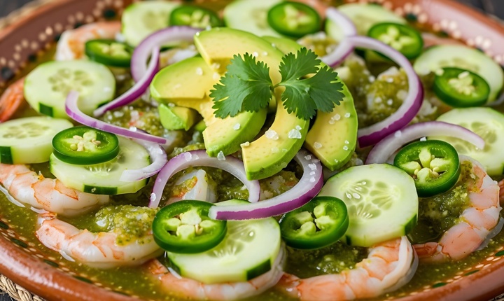 Aguachiles con aguacate y limón