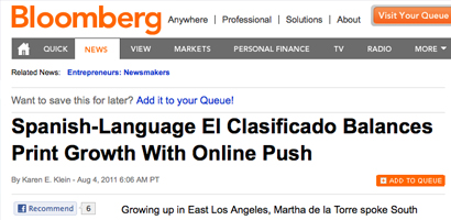 Los fundadores de El Clasificado destacados en Bloomberg.com