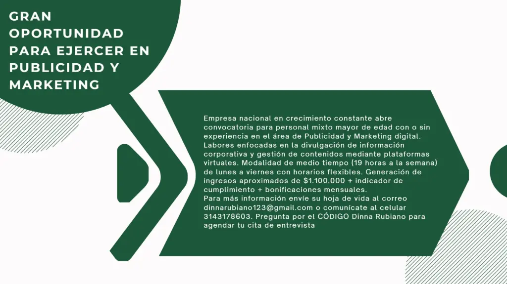 GRAN OPORTUNIDAD PARA EJERCER EN PUBLICIDAD Y MARKETING