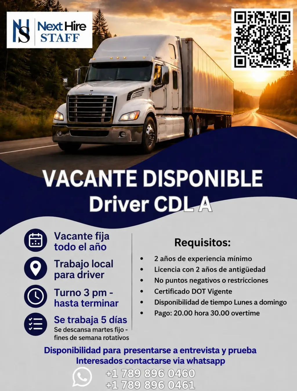 DRIVER CDL A , LOCAL MIAMI FL