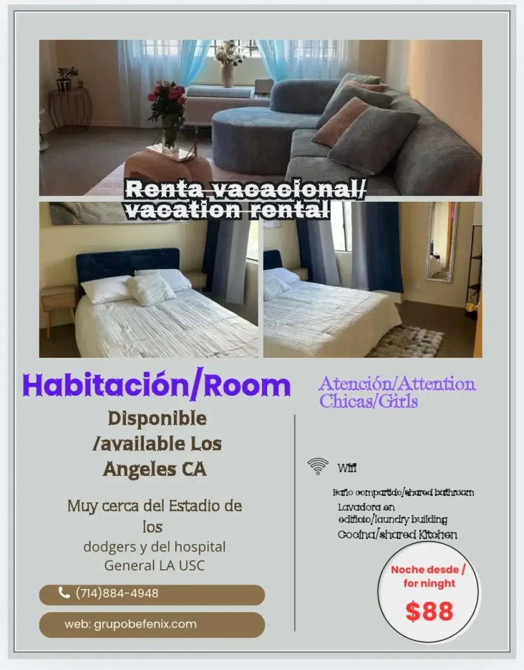 Habitación Acogedora en Renta Vacacional en Los Ángeles