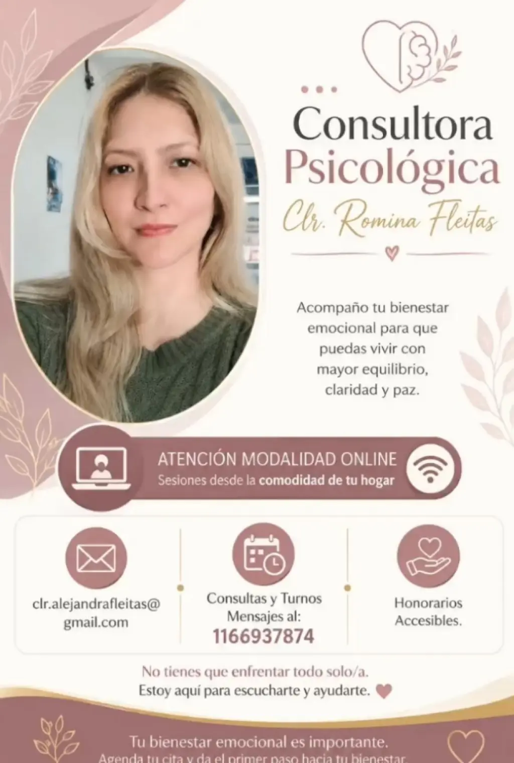 Consulta Psicológica Online con Romina Fleitas