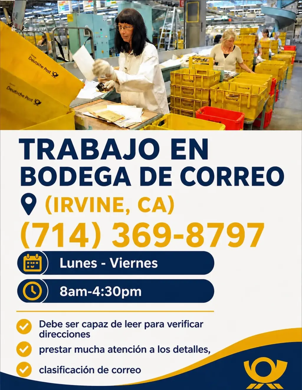 Trabajo en bodega de correo