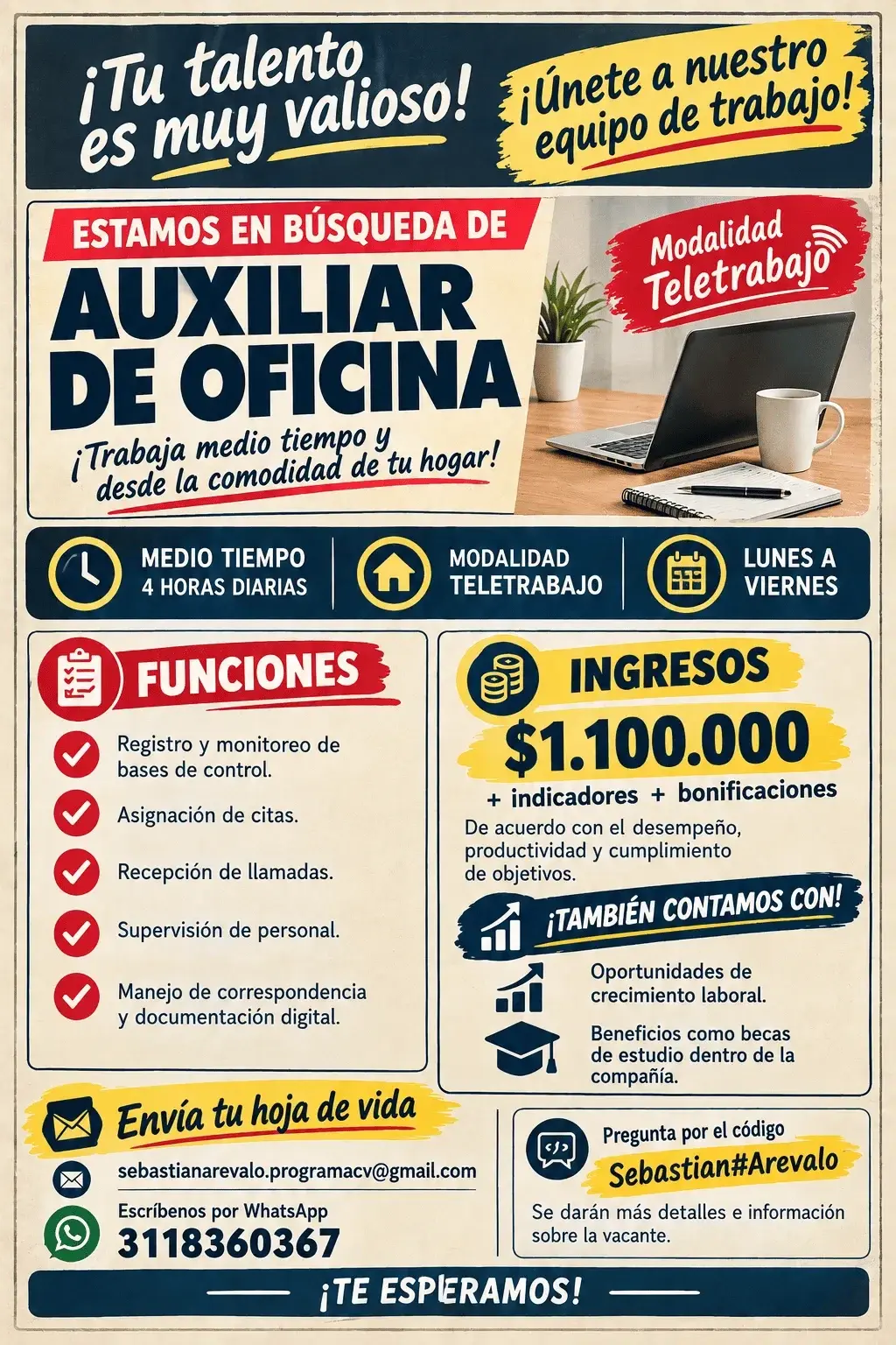 Se solicita auxiliar de oficina, con o sin experiencia
