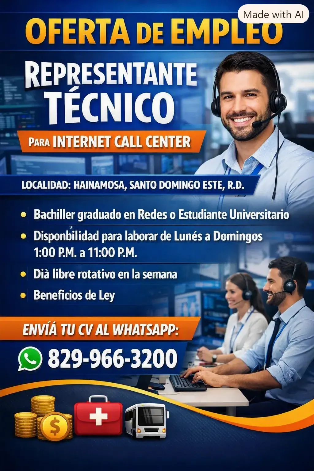 REPRESENTANTE TECNICO CALL CENTER - HAINAMOSA , SANTO DOMINGO ESTE, R.D