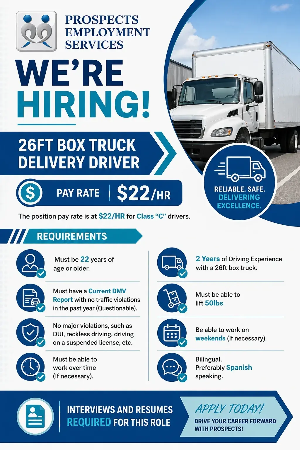 HIRING DRIVER FOR 26FT BOX TRUCK