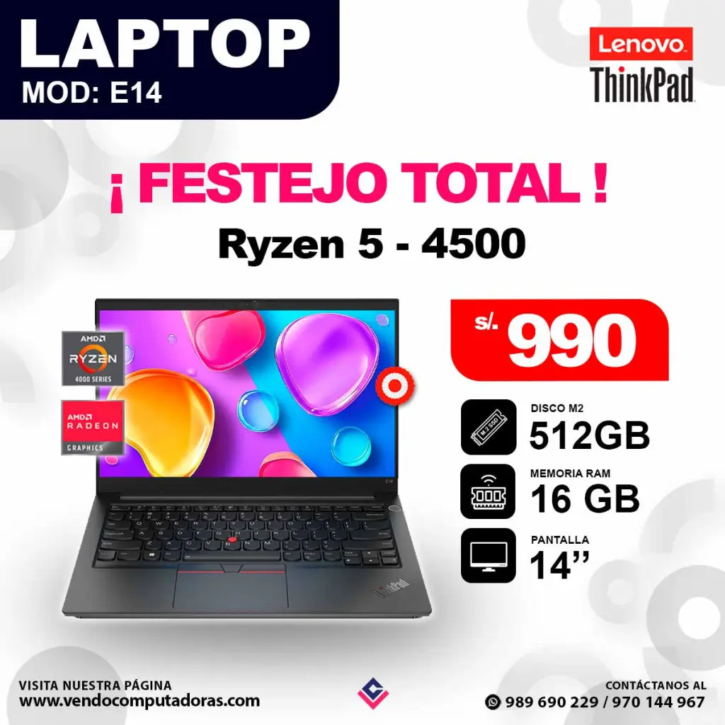 Laptop LENOVO THINKPAD Ryzen 5 4500