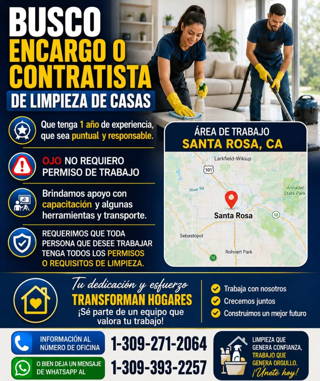 OFERTA DE EMPLEO EN LIMPIEZA DE CASAS