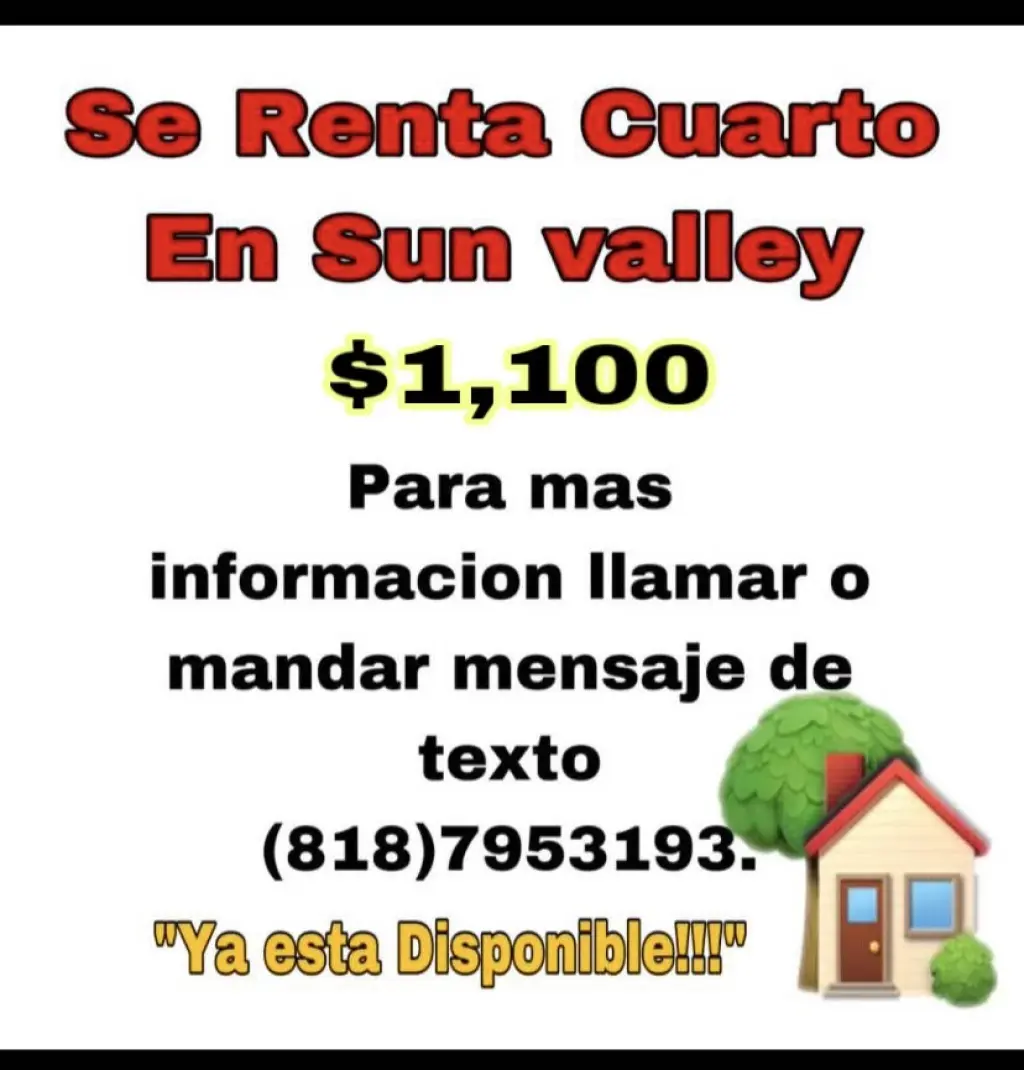 Cuarto en Renta en Sun Valley - $1,100