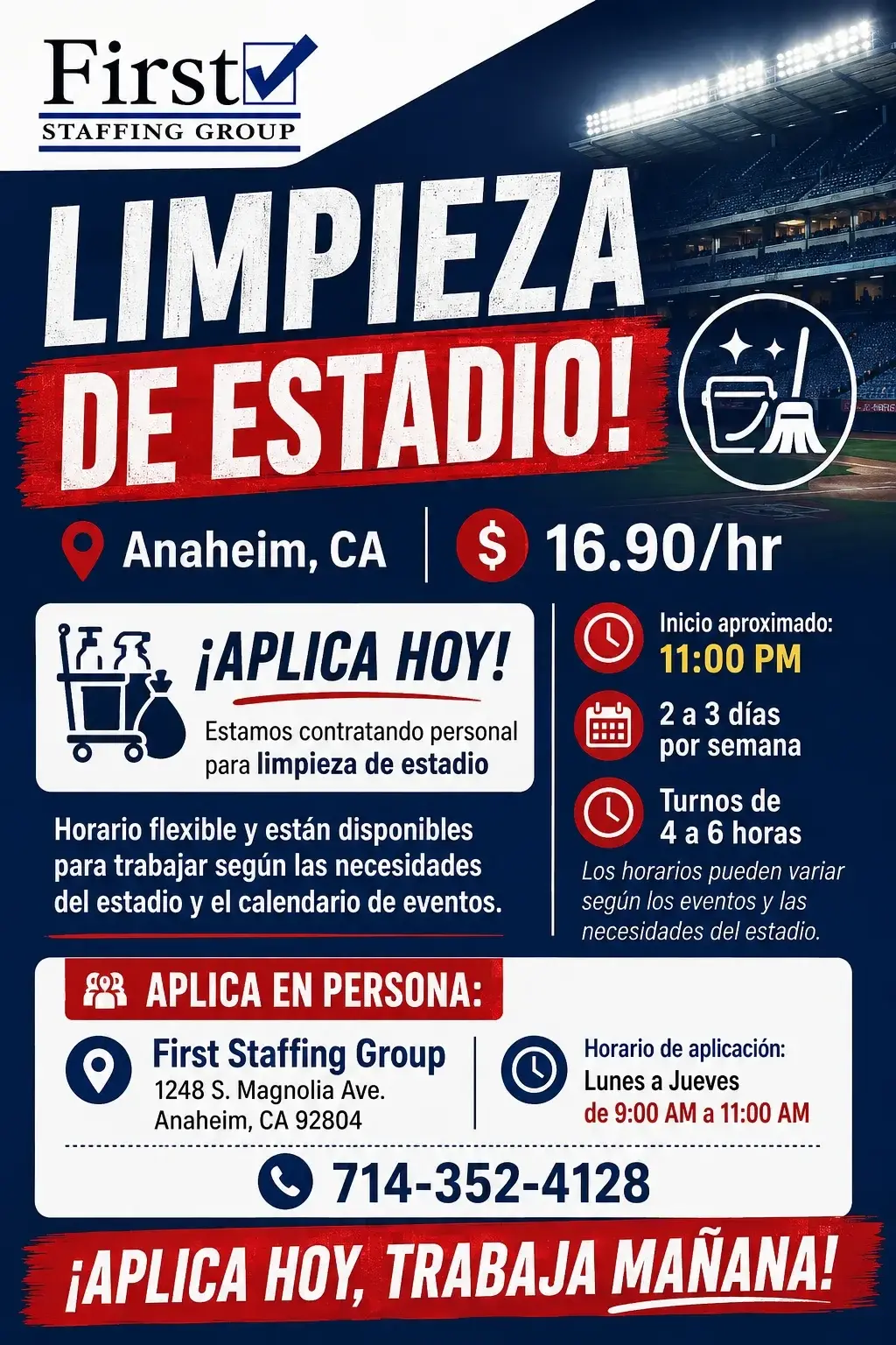 LIMPIEZA DE ESTADIO - 11PM