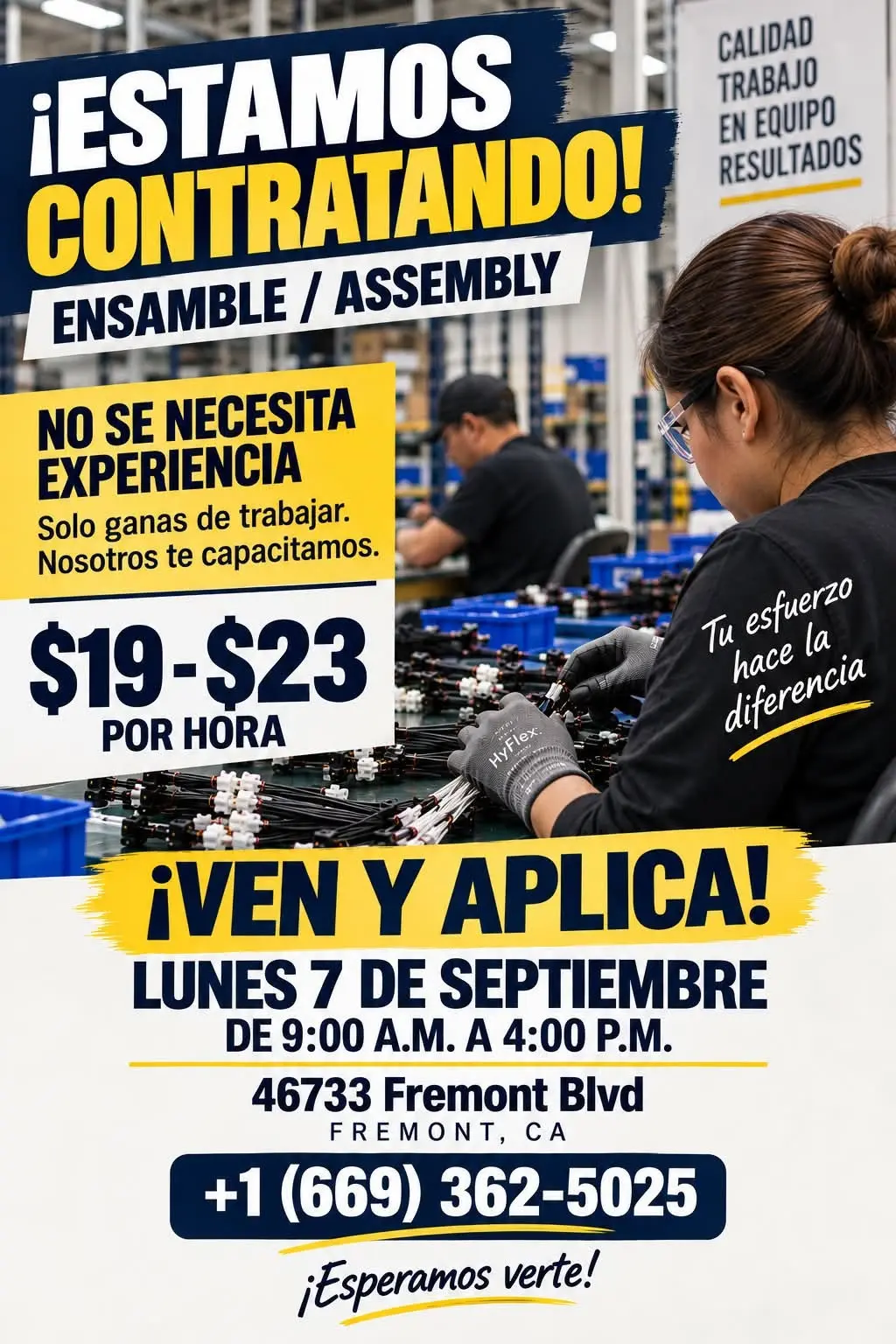 Ofrezco empleo FREMONT $19 a $23 / hra