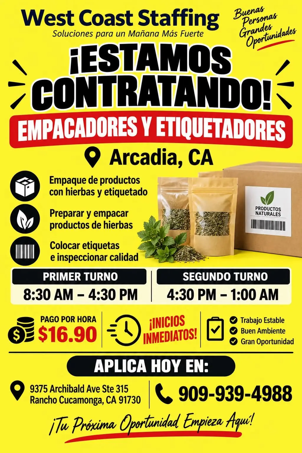 Trabajo De Empaque y Etiquetar