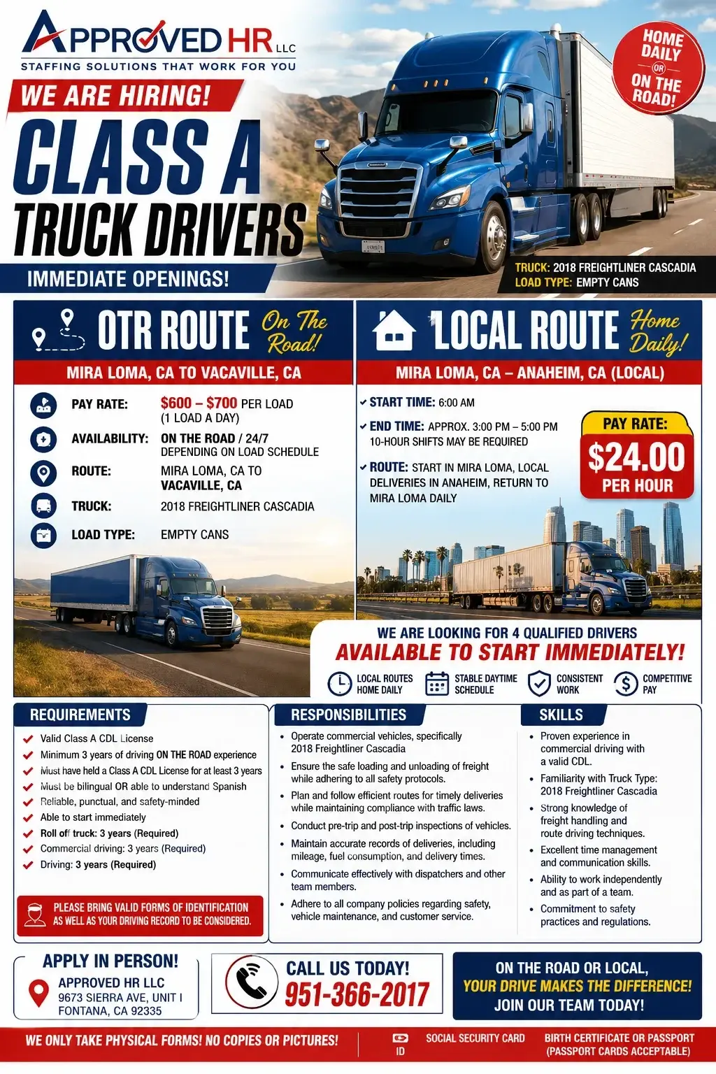 CDL Class A Truck Driver – Local Routes (Home Daily)