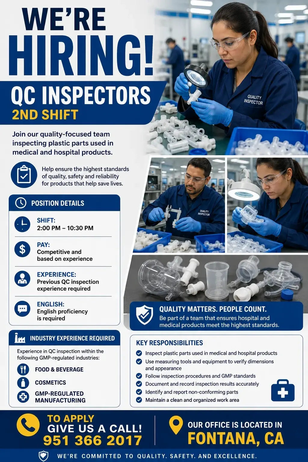 ¡ESTAMOS CONTRATANDO! INSPECTORES DE CONTROL DE CALIDAD (QC)