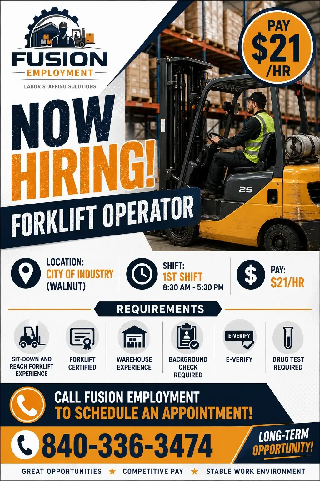 Forklift Operator | Operador de Montacargas
