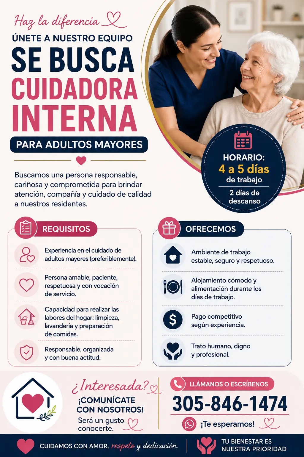 Se Necesita Empleada interna para ALF( Home)
