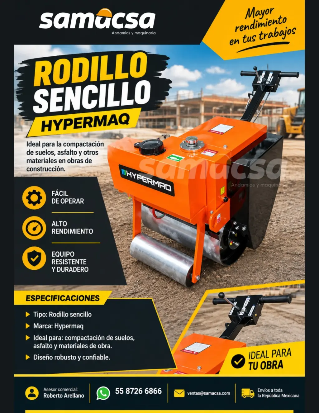 🚧 ¡RODILLO SENCILLO HYPERMAQ! 🚧