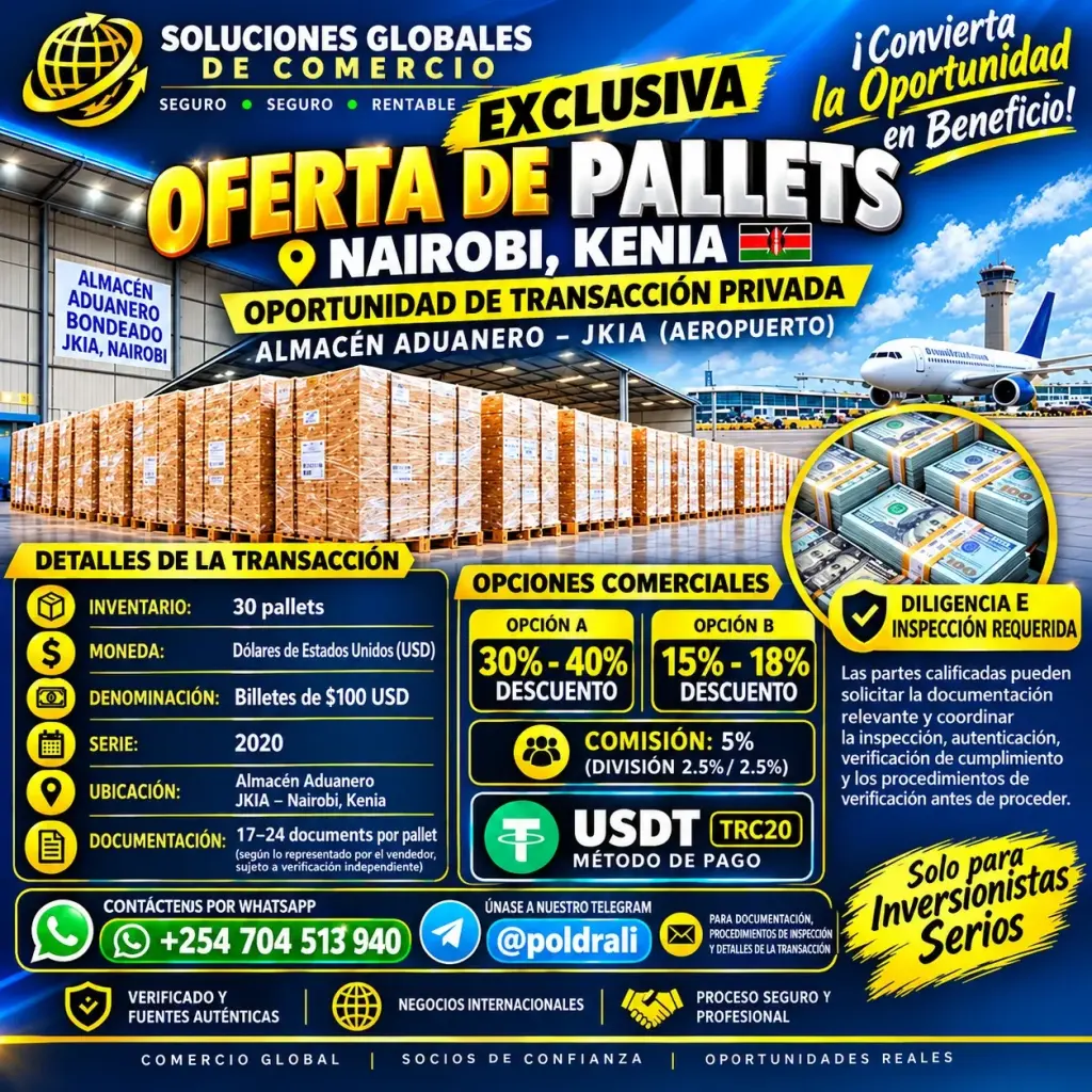 30 paletas de USD supuestamente disponibles.