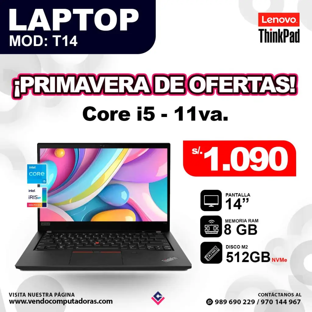 Laptop Lenovo THINKPAD T14 core I5 - 11va.