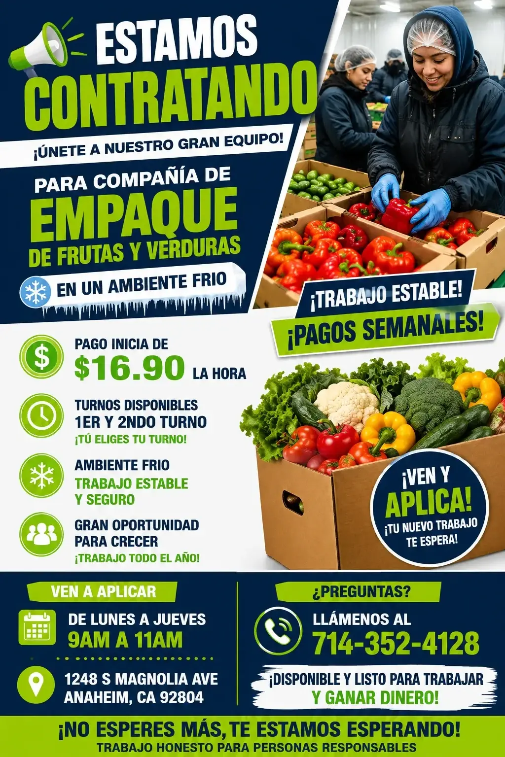 🥦🍎 ¡ESTAMOS CONTRATANDO! 🍎🥦 💰 ¡TRABAJA, GANA DINERO Y EMPIEZA YA! 💰