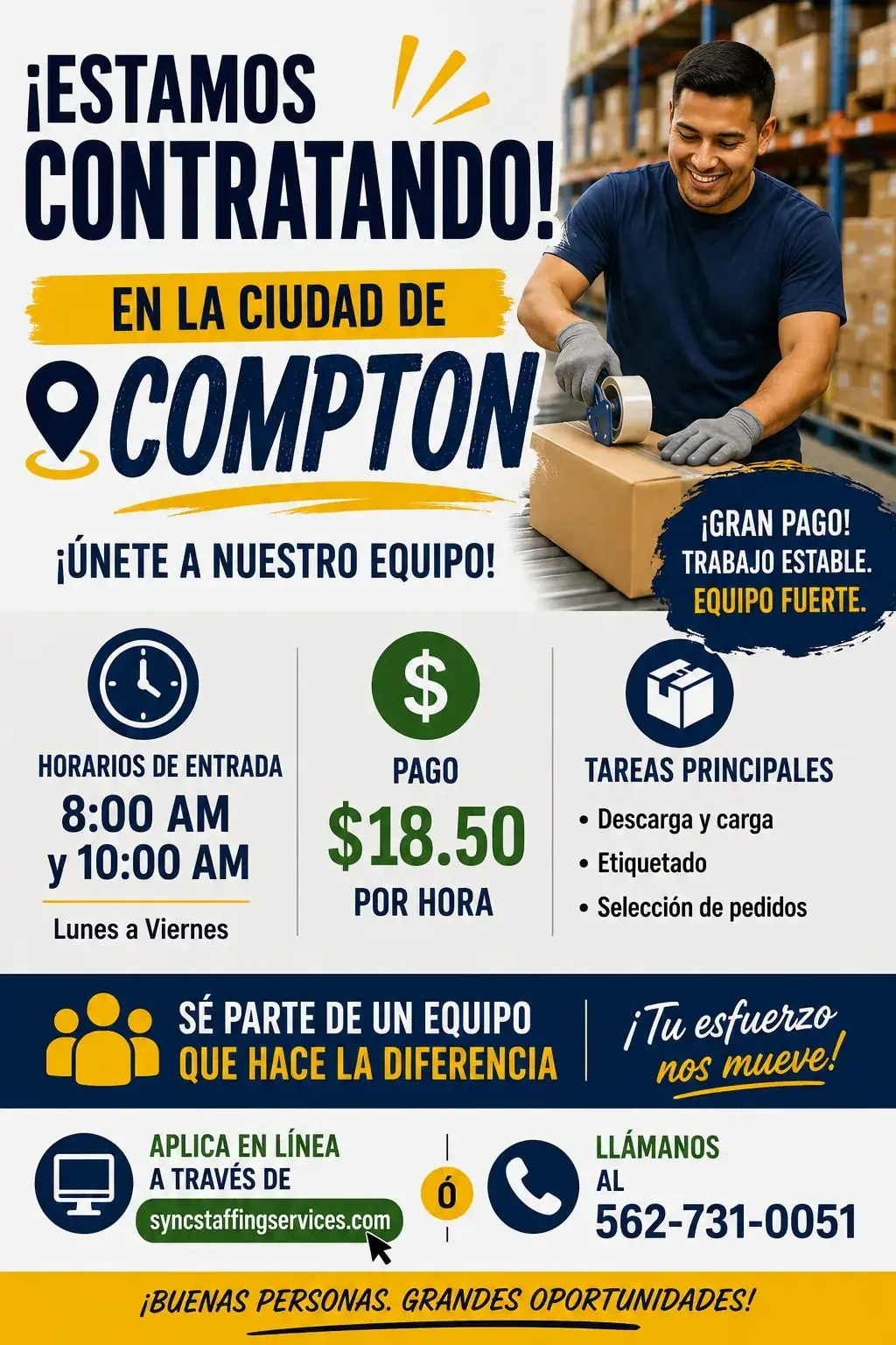🚨 ¡ESTAMOS CONTRATANDO! – TRABAJO GENERAL / ALMACÉN 🚨
