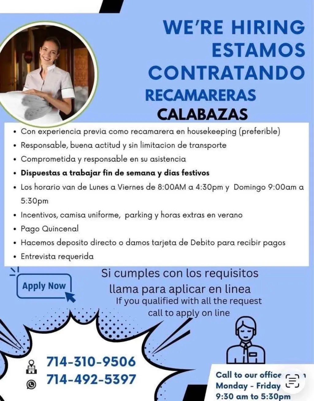 Se Busca Personal de Limpieza - Horarios Flexibles