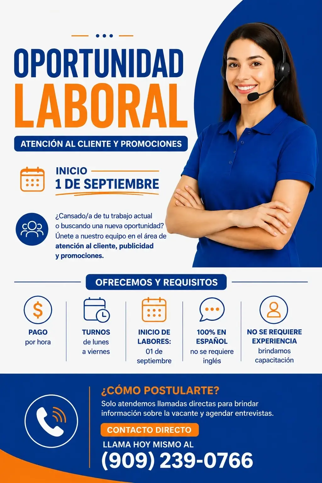 Oportunidad laboral en Atención al Cliente y Promociones