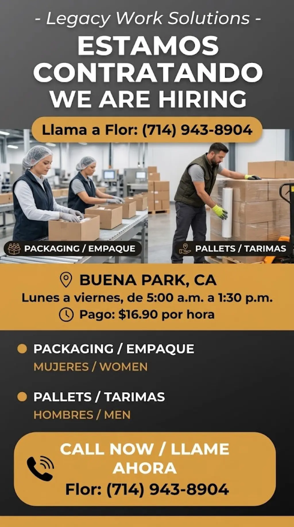 Pallets / Tarimas emsamble de tarimas de los productos Buena Park