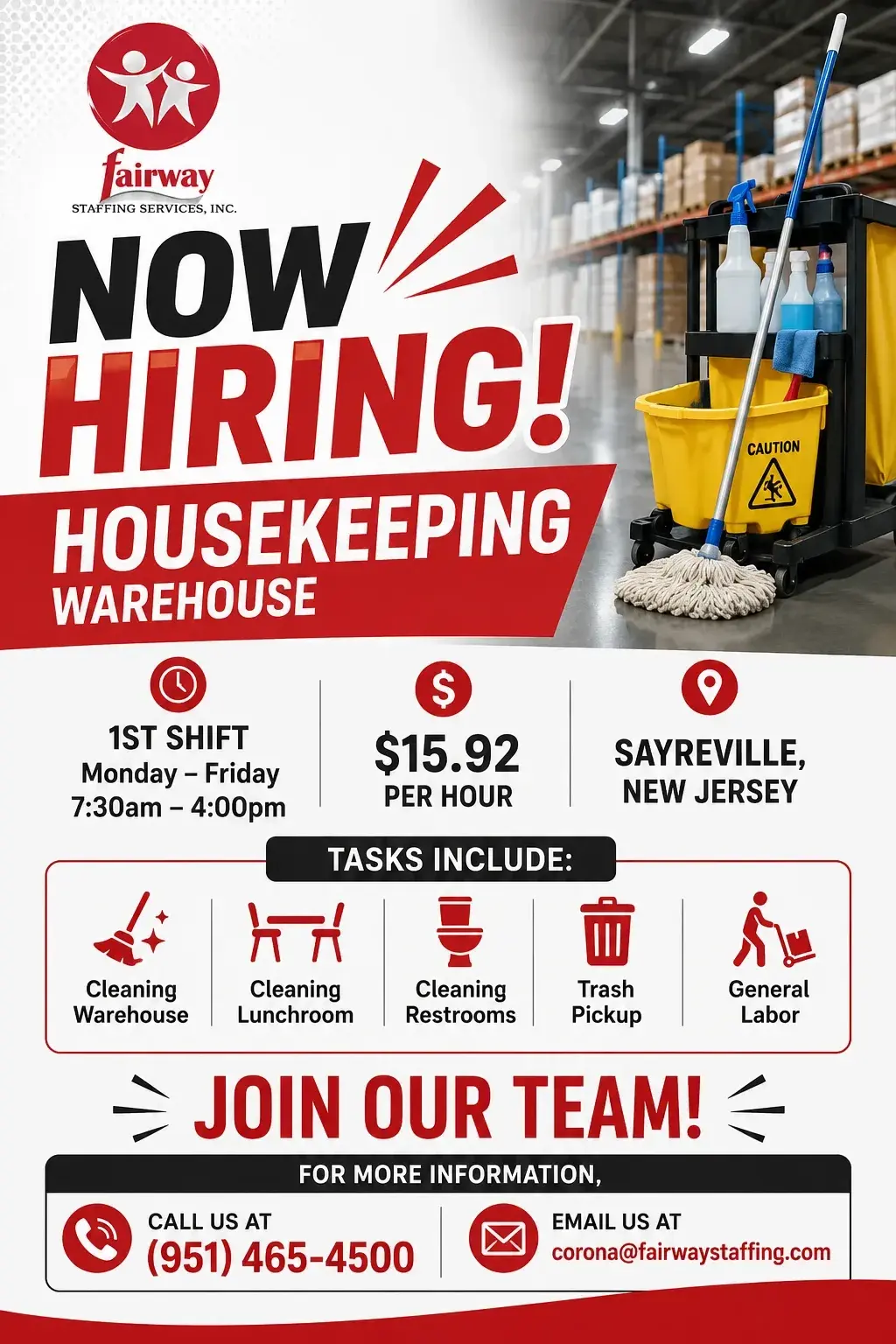 Now Hiring: Housekeeping Warehouse Staff