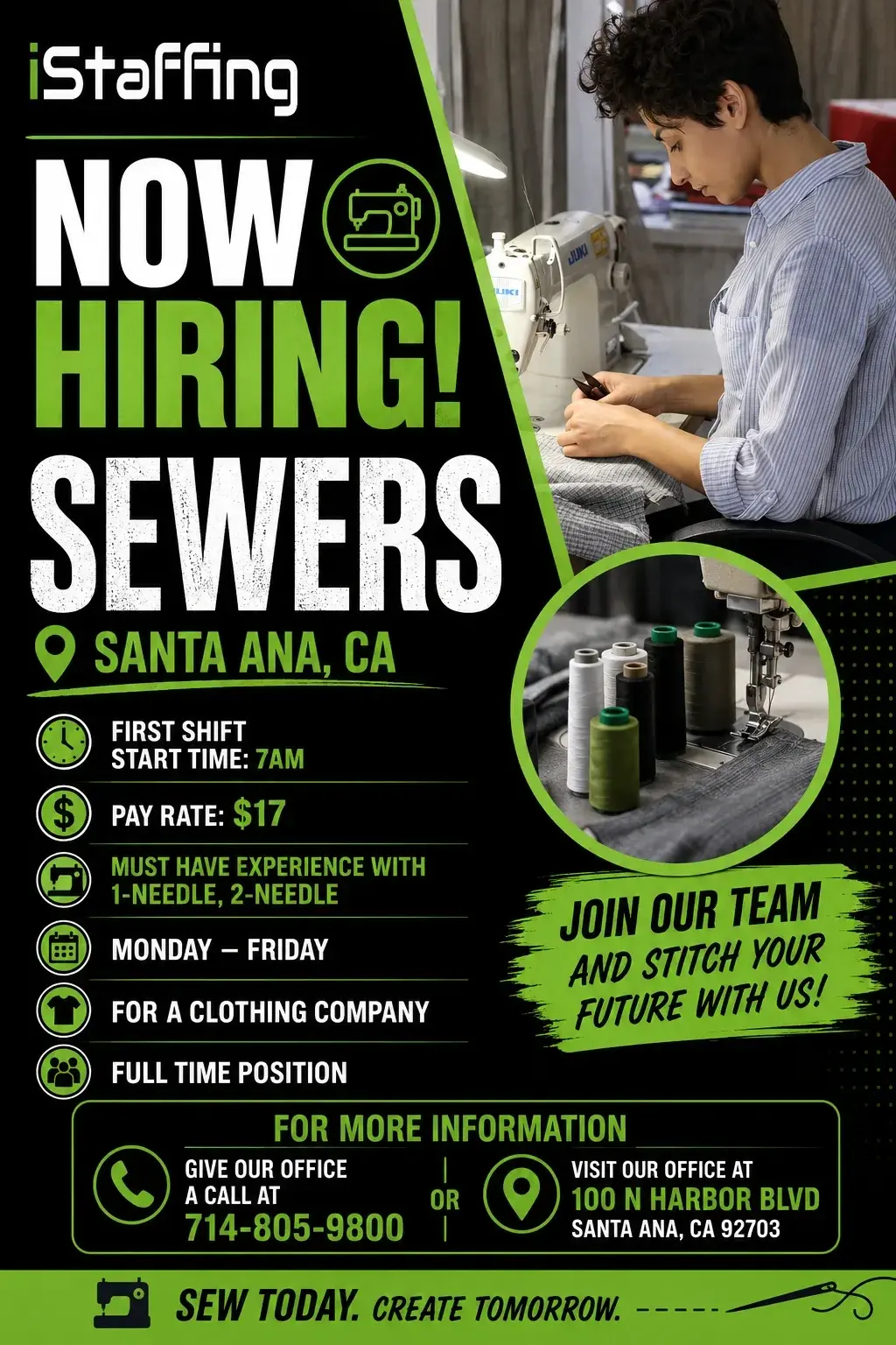 NOW HIRING: SEWING MACHINE OPERATOR