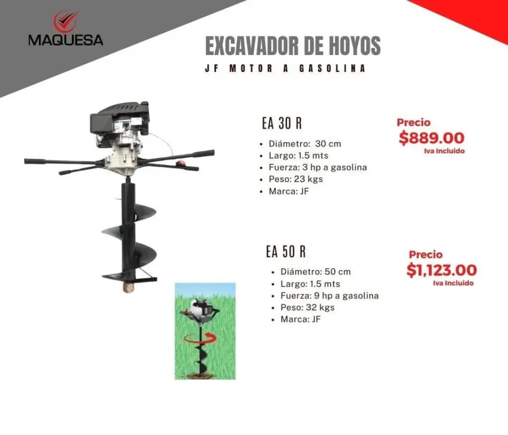 Excavadores de hoyos a gasolina JF 3hp y 9 hp, de fabricación China.