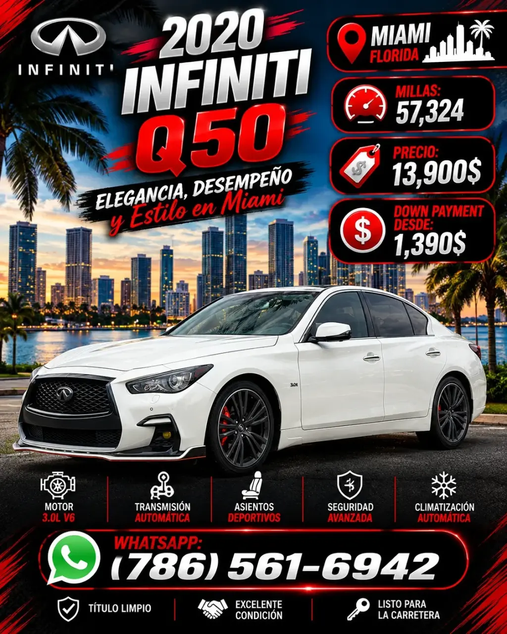 Infiniti Q50 2020 - Elegancia y Desempeño en Miami