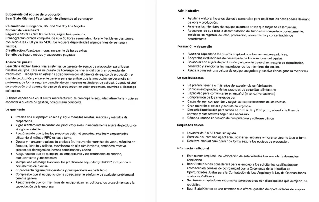 Subgrente del equipo de producción