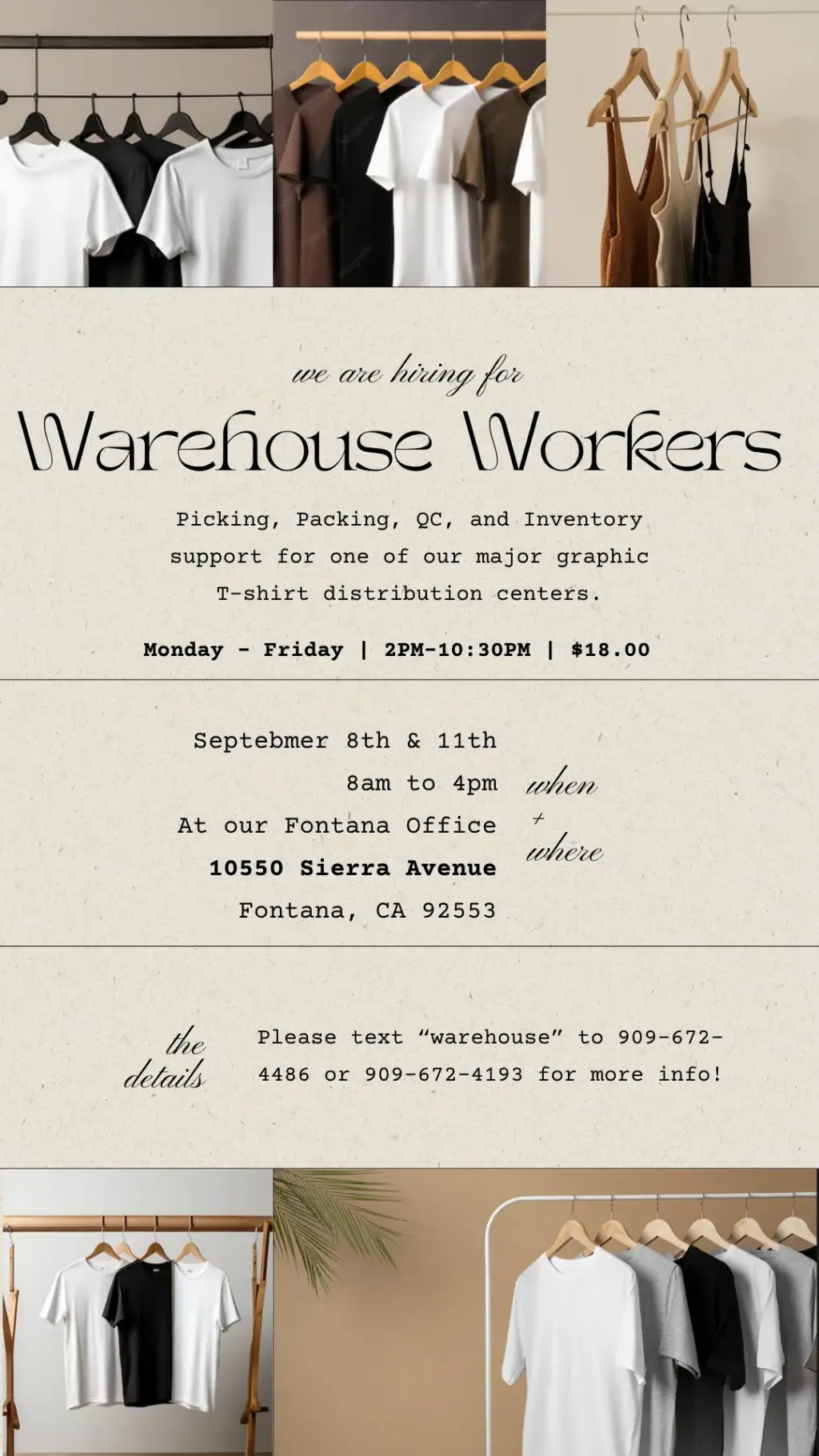 Warehouse Workers Needed -