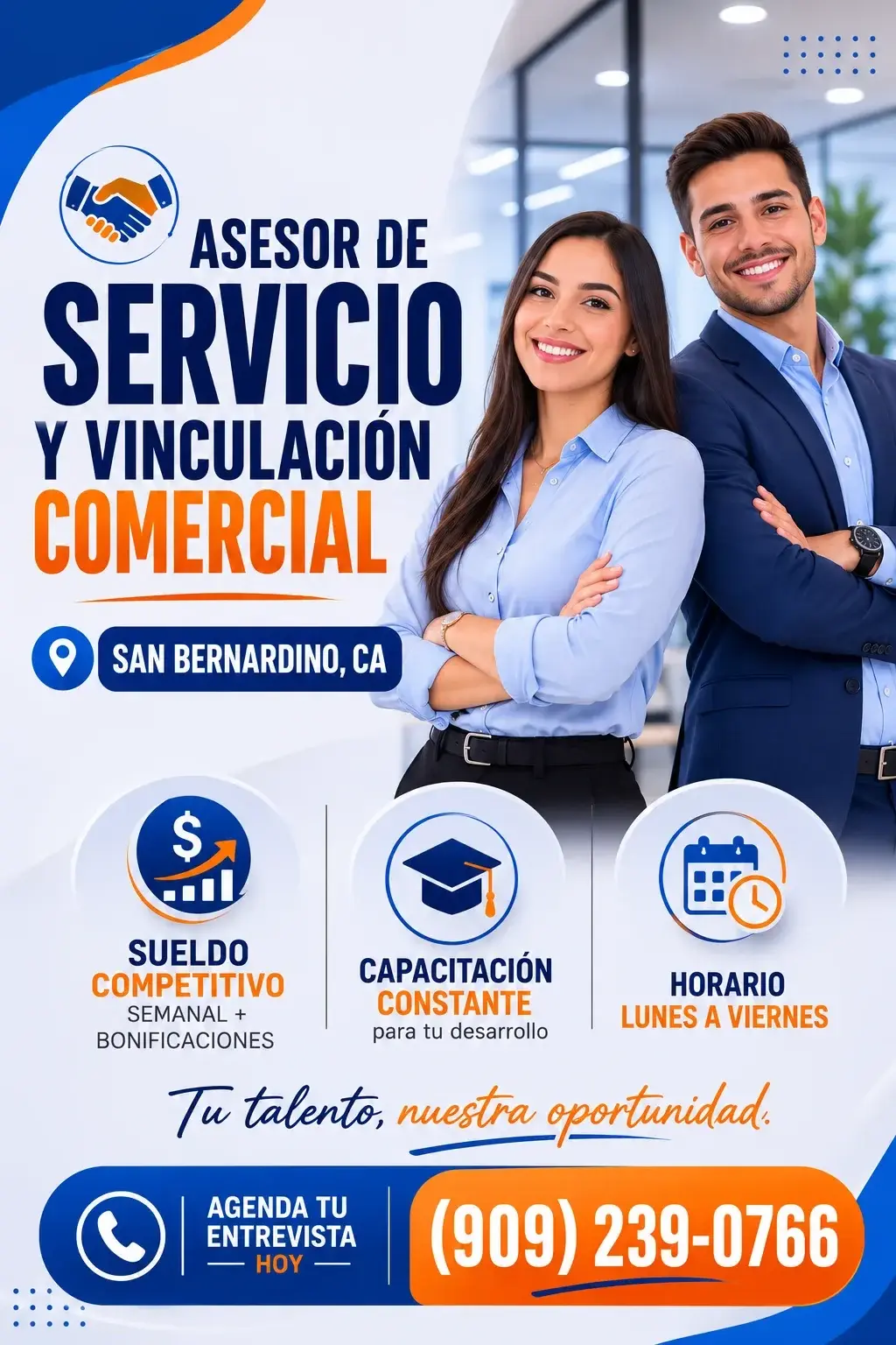 Asesor de servicio y vinculación comercial – San Bernardino CA