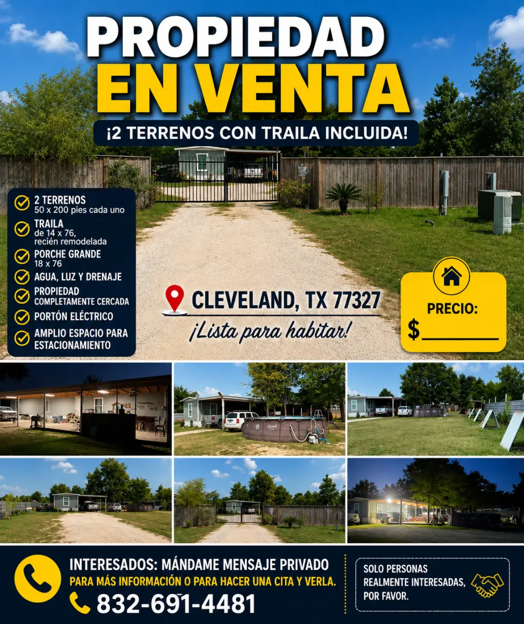 Venta de terrenos y casa móvil recién remodelada