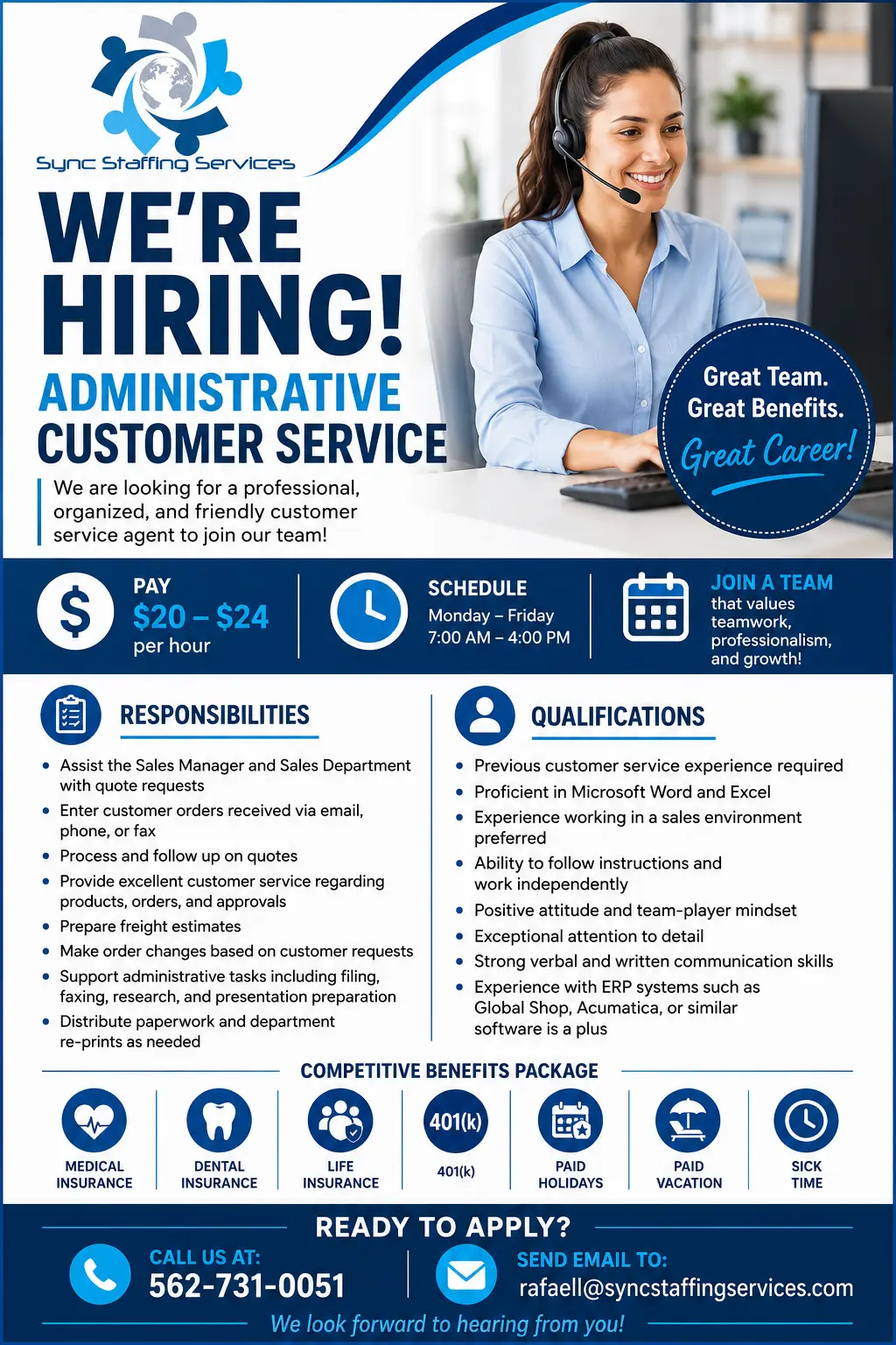 Needing Customer Services Representatives