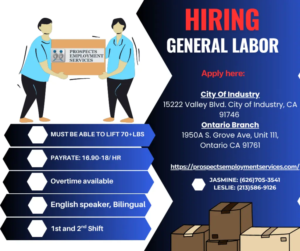 ¡Aplique hoy manana empieza a trabajar! Labor General / Bodega