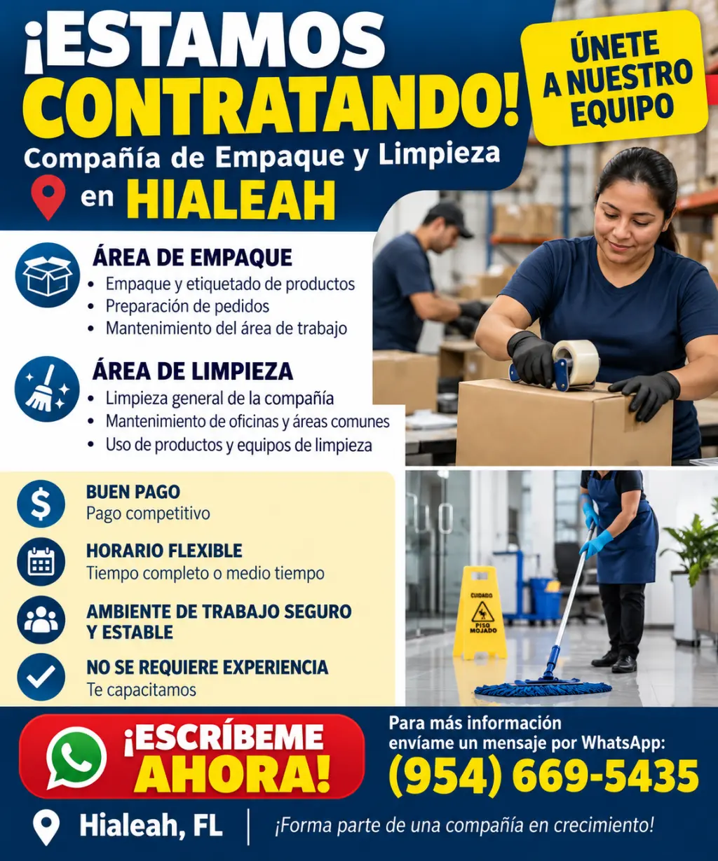 Trabajo disponible en Hialeah