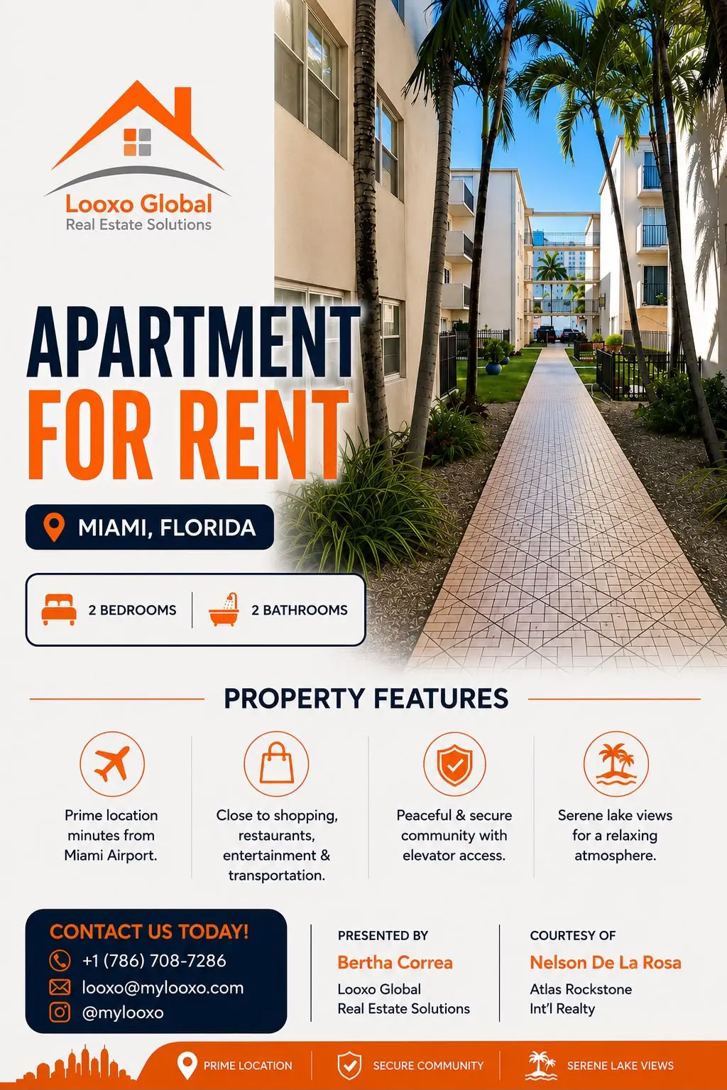 Rent is $2,050 per month.