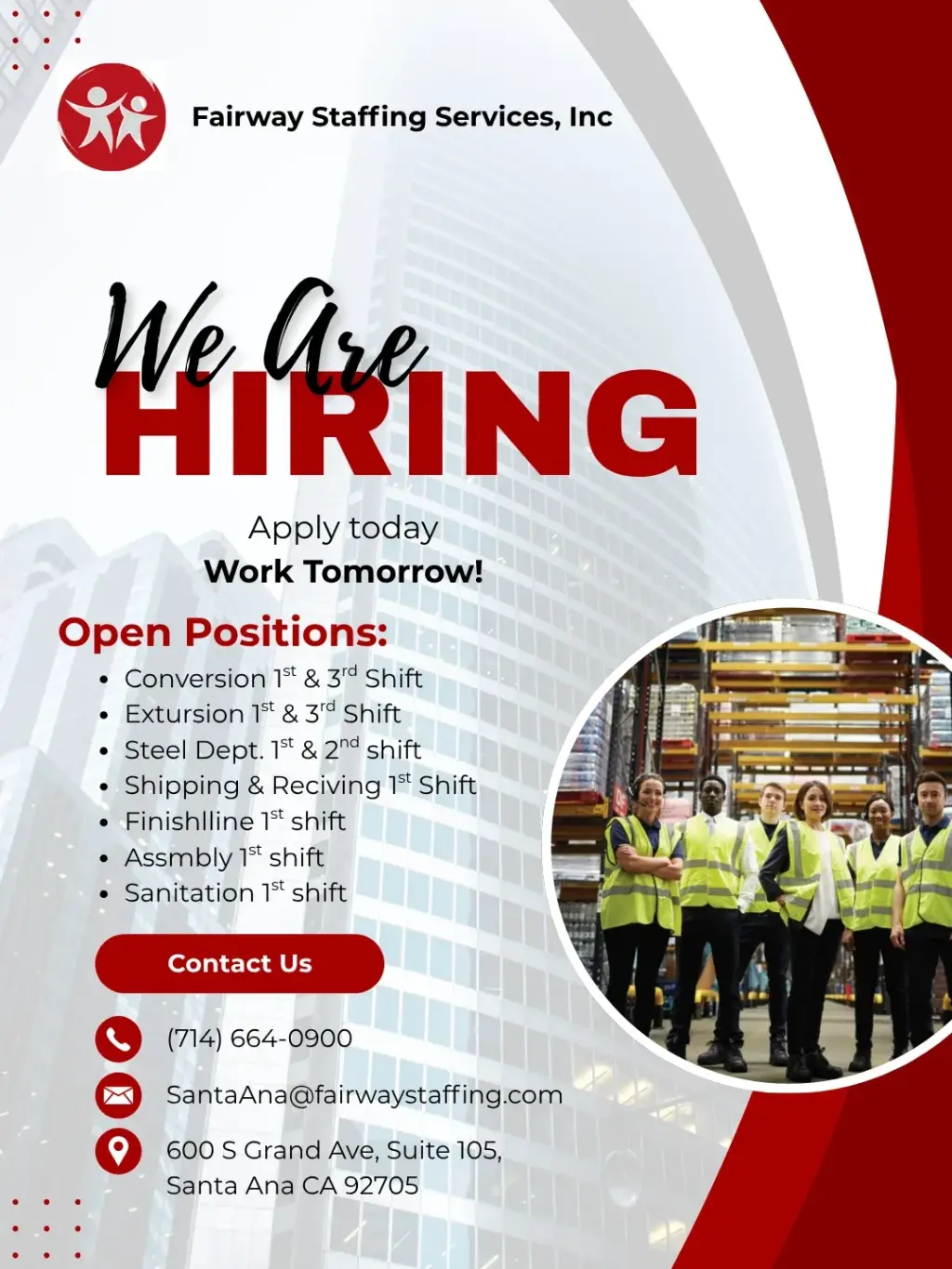 APPLY TODAY. WORK TOMORROW!