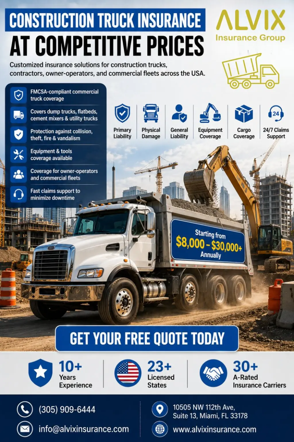 Construction Truck Insurance Quotes for Owner Operators