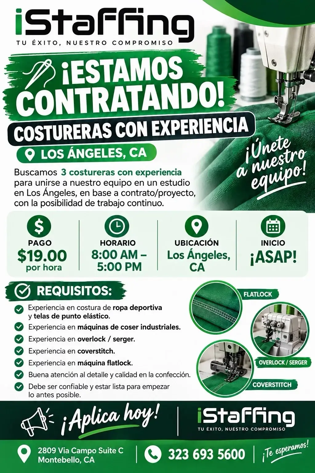 ESTAMOS BUSCANDO A COSTURERAS CON EXPERIENCIA
