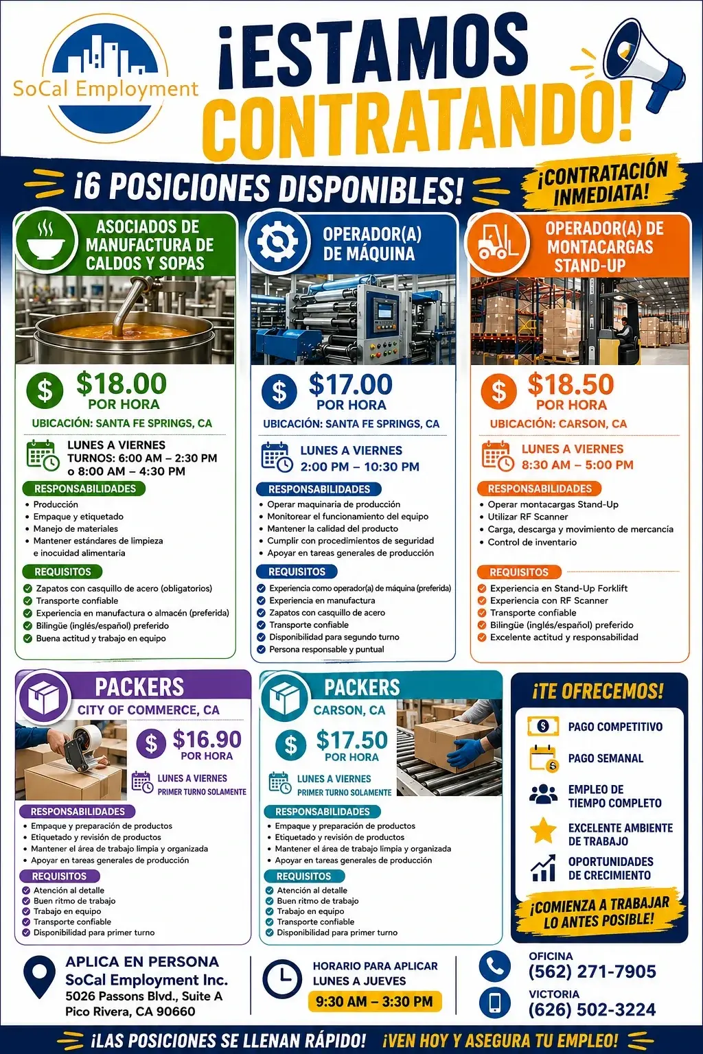 ***** TRABAJOS EN CARSON, SANTA FE SPRINGS Y COMMERCE *****