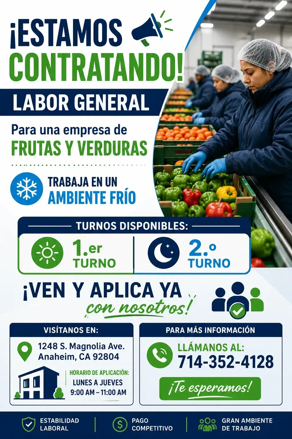 📢 ¡Estamos Contratando! – Labor General