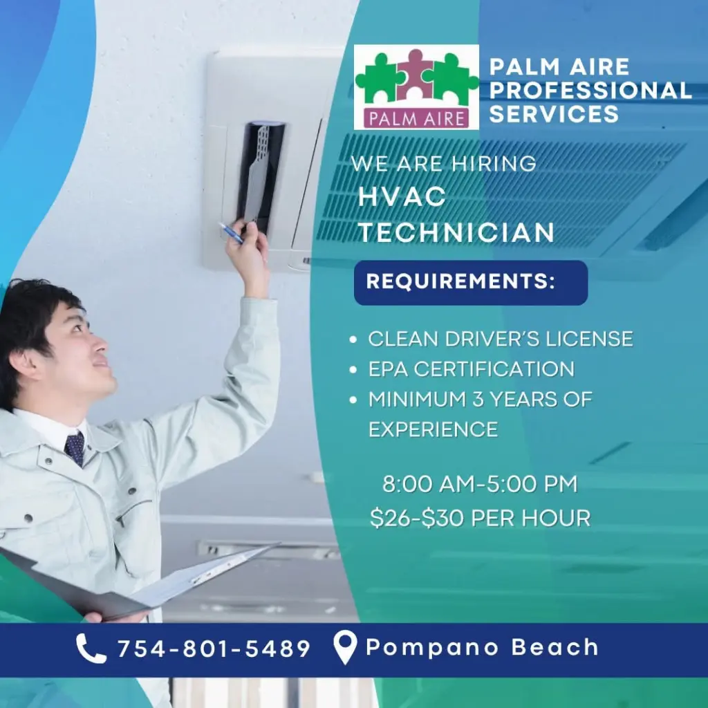 Contratando Técnico de Aire Acondicionado (HVAC)