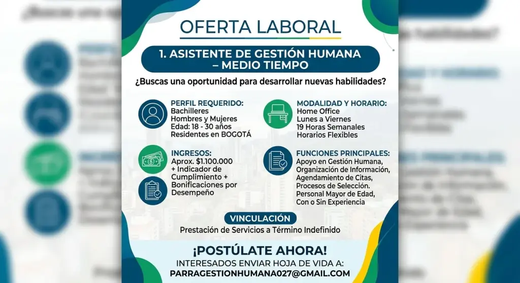 ASISTENTE DE GESTIÓN HUMANA – MEDIO TIEMPO