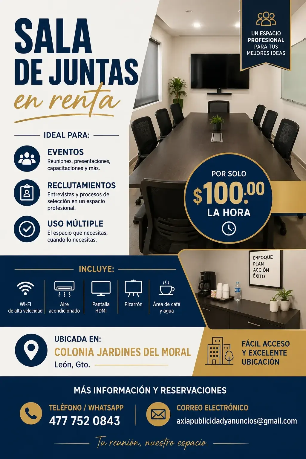 El espacio perfecto para tus reuniones está más cerca de lo que imaginas.